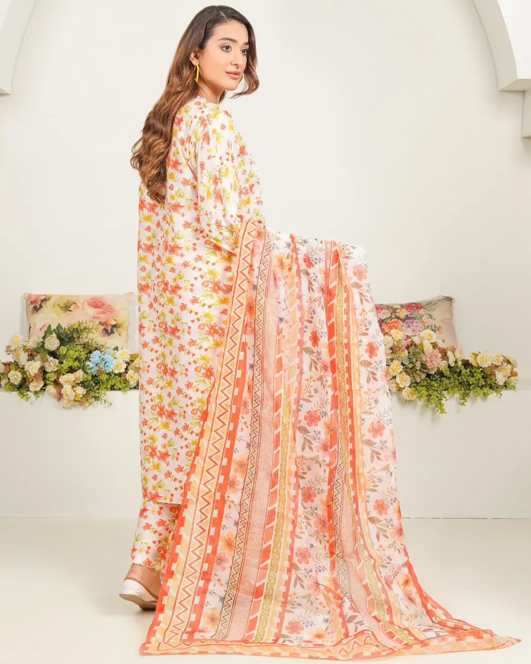 Peach Bloom Radiance  3 Piece Stitched Printed Suit